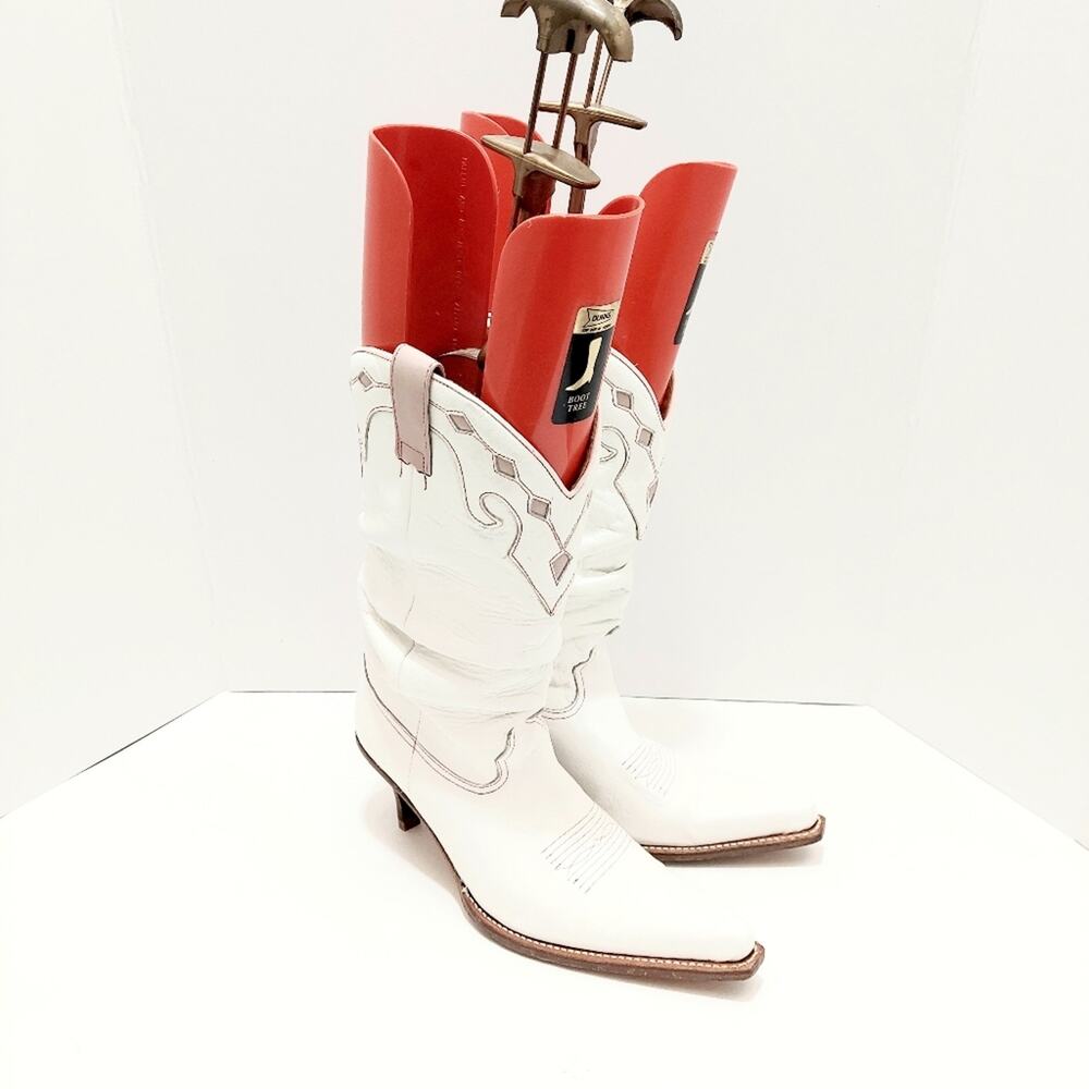 Sendra 6561 White Leather Cowboy Boots Women's Size 7.5